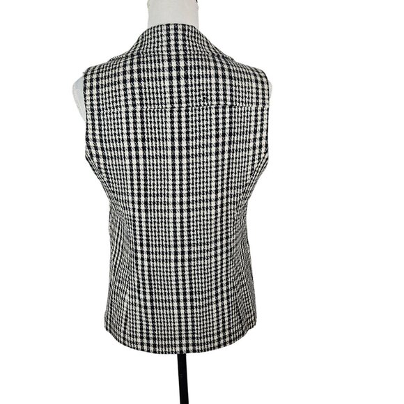 Chico's Womens Small Houndstooth Sleeveless Vest Zipper Pockets Asymmetrical - Picture 2 of 10